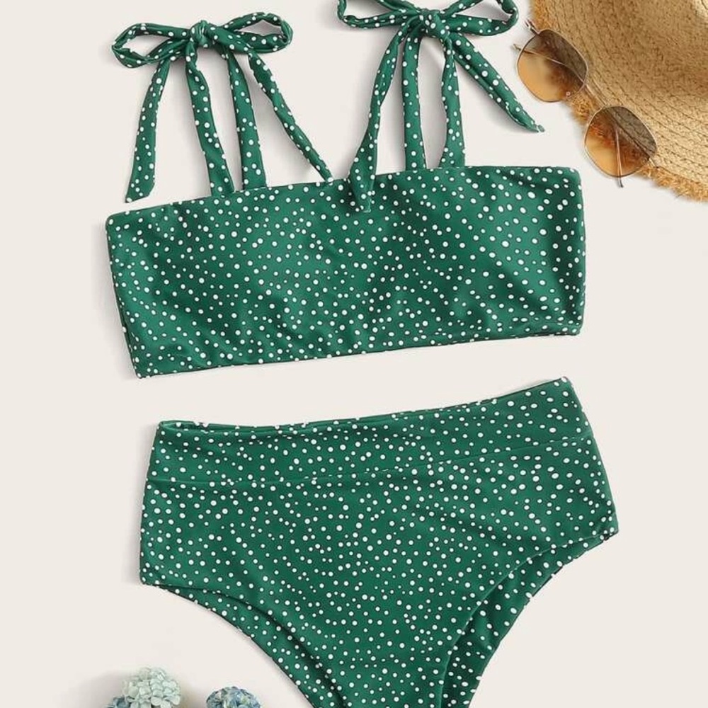 Shein Green polkadot swim suit!